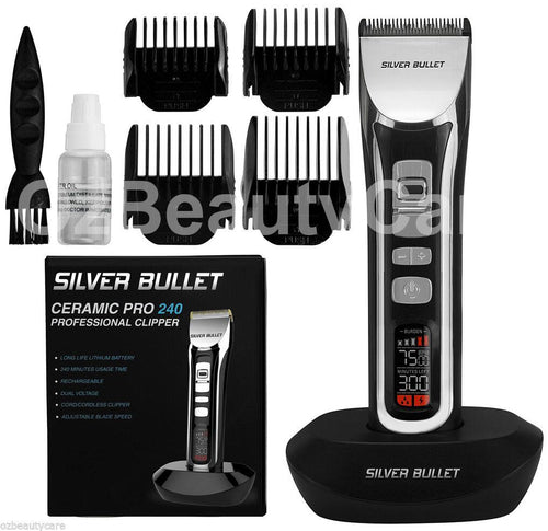 Silver  Ceramic Pro Cord/Cordless 240 Hair Clipper