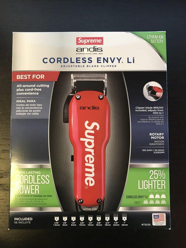 SUPREME X ANDIS CORDLESS ENVY Lit ADJUSTABLE BLADE CLIPPER